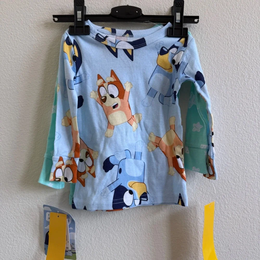Bluey Bingo Pajama Tops 2-Pack Kids 18M Blue Mint Long Sleeve Cotton QF161KLLTG